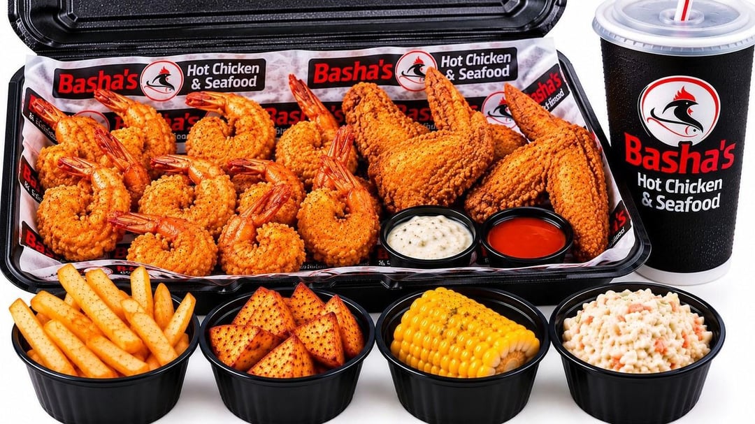 5 Pieces Large Shrimps + 3 Whole Wing